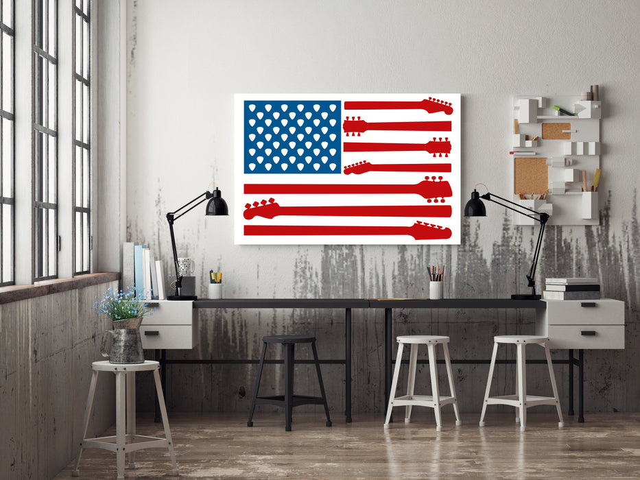 American Flag with Guitars and Picks Poster Print