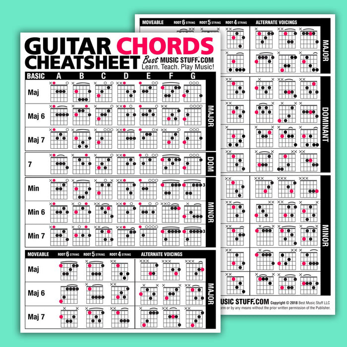 Large Guitar Cheatsheet Bundle (3 Pack)