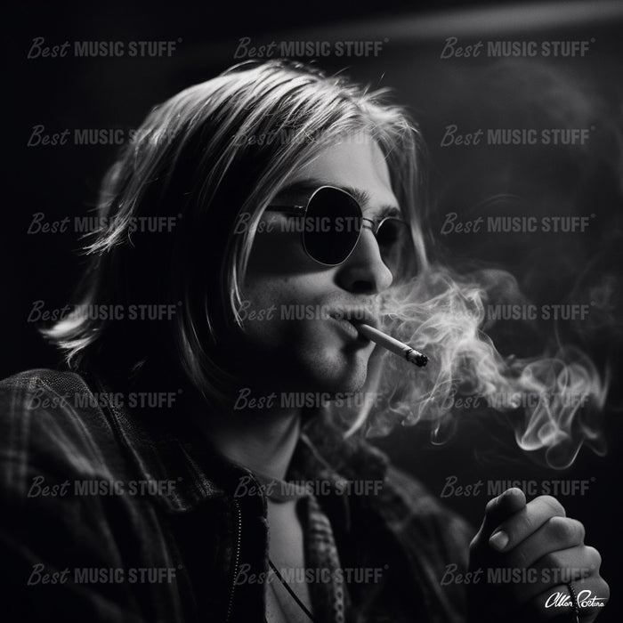 💰FREEBIE: Smoke and Music • A Captivating Shot of Kurt Cobain • High Quality Original Art Poster Download (85.3x85.3 inches) • NOT A REAL PHOTO