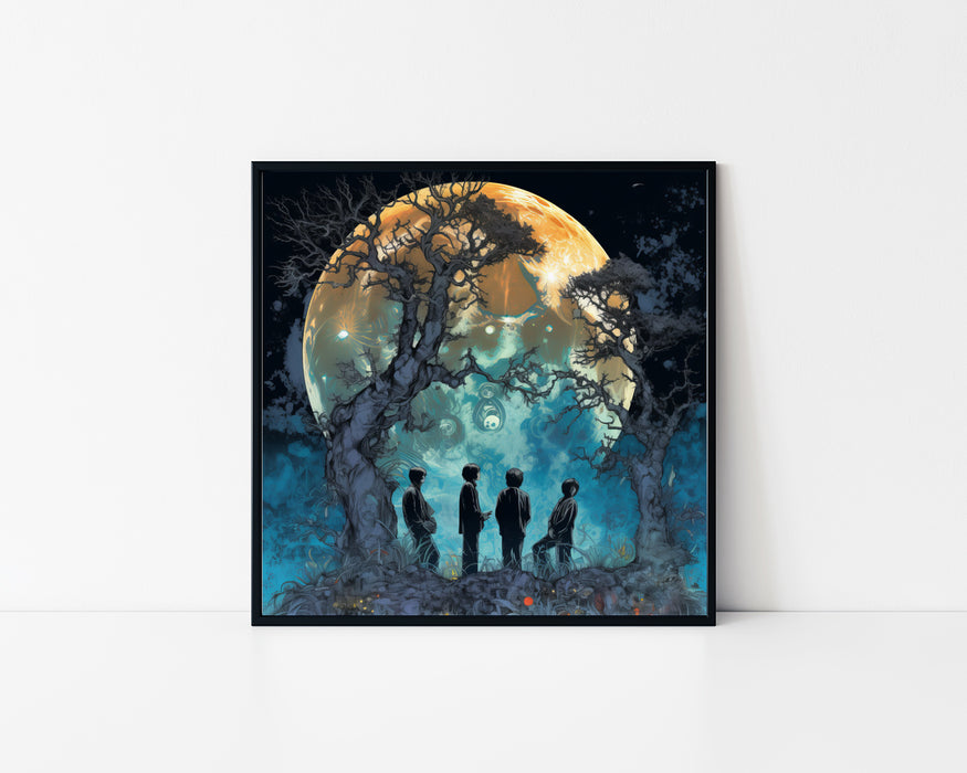 💰 FREEBIE: The Band Under the Moonlight • High Quality Original Art Poster Download - 288.25 x 288.25 inches