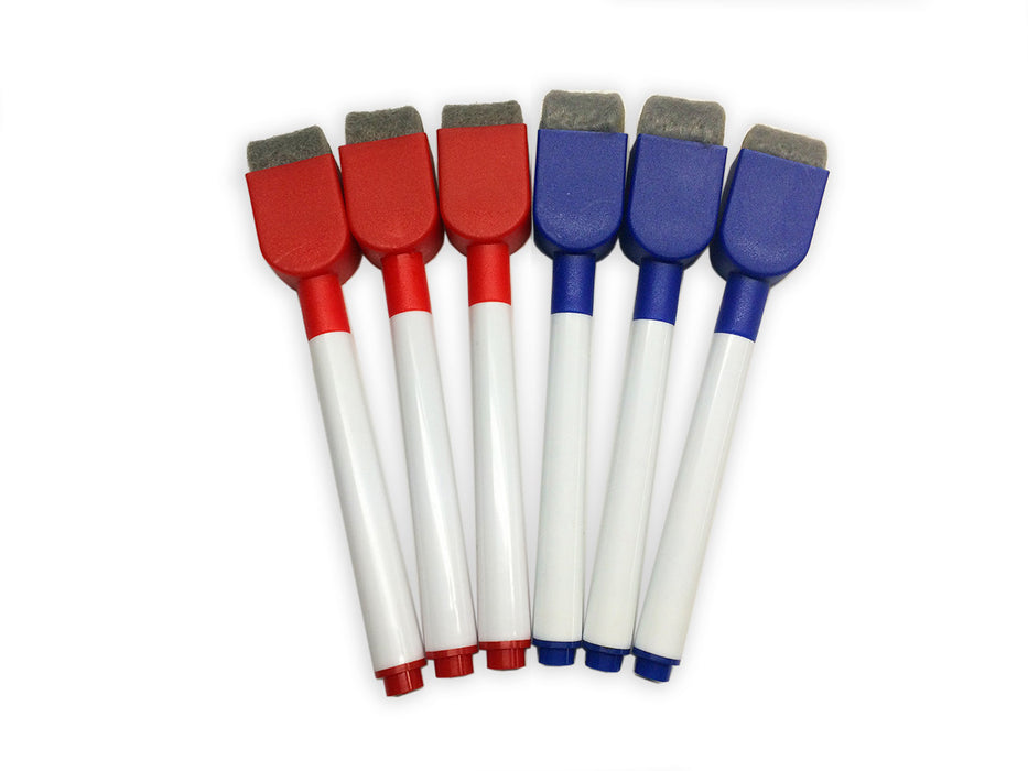 Dry-Erase Markers (Red & Blue 6 Pack)