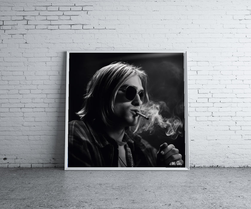 💰FREEBIE: Smoke and Music • A Captivating Shot of Kurt Cobain • High Quality Original Art Poster Download (85.3x85.3 inches) • NOT A REAL PHOTO