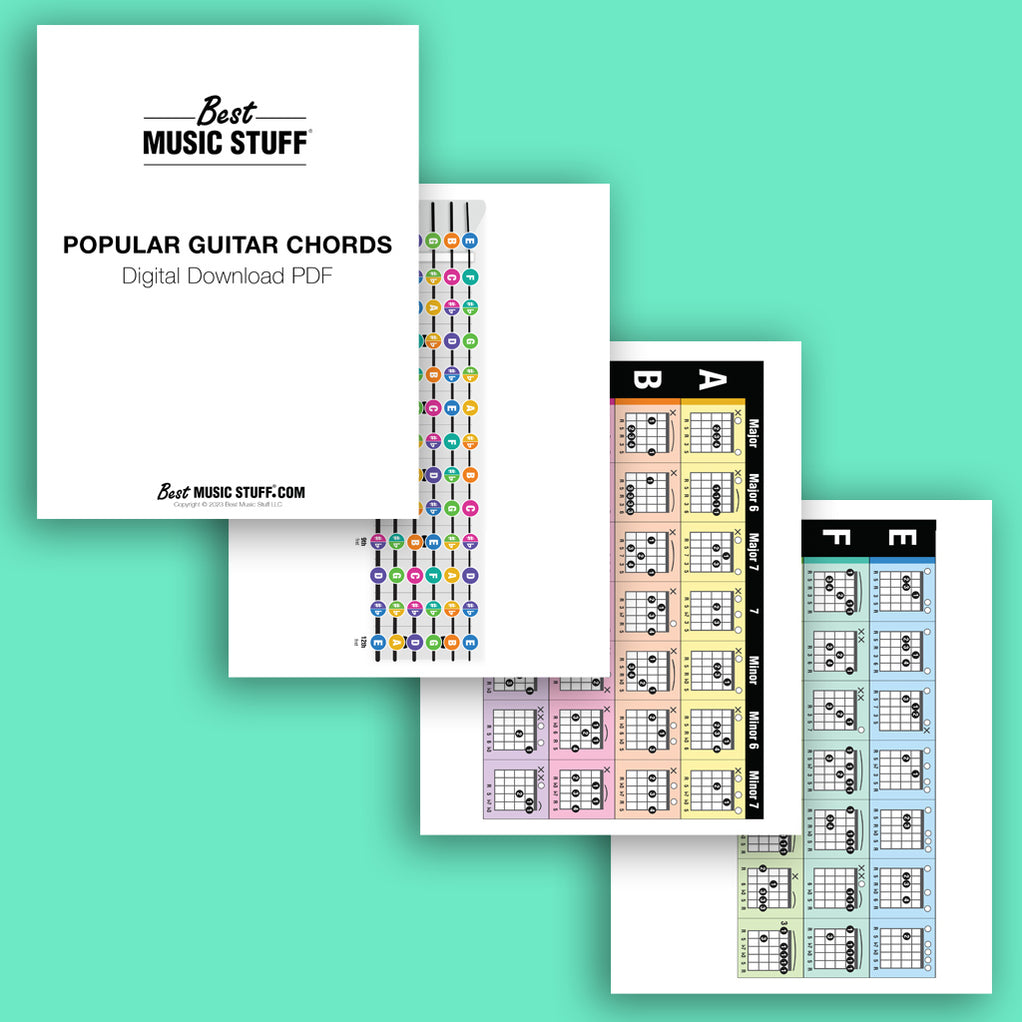 Popular Guitar Chords Poster (4 PAGE DOWNLOADABLE PDF) — Best Music Stuff