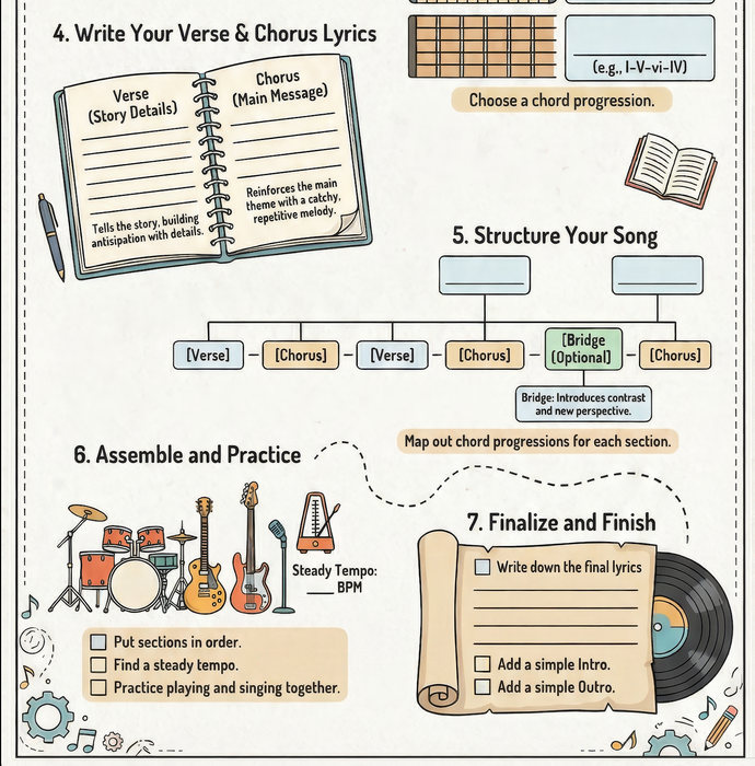 The Songwriting Roadmap Poster – Your First Song From Start to Finish (42 × 76 in)