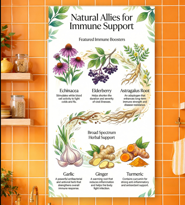 Natural Allies for Immune Support Poster - Herbal Immune Boosters Visual Guide (42 × 76 in Printable PNG)