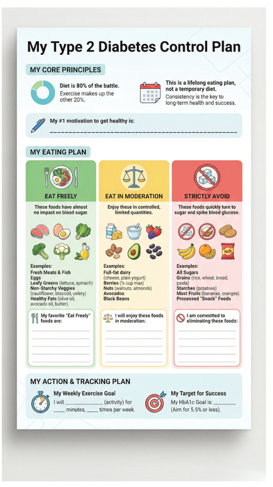 Controlling Your Type 2 Diabetes Bundle ( 2 Posters + 15-Page PDF + Guided Video Walkthrough) Based on the real-life journey of David Wandelt