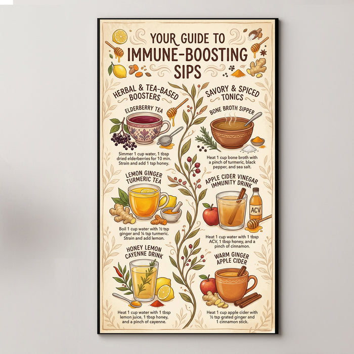Your Guide to Immune-Boosting Sips – 21 × 38 PNG Wellness Poster