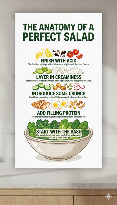 The Anatomy of a Perfect Salad – Ultimate Kitchen Wall Blueprint Poster (42 × 76 in PNG File)