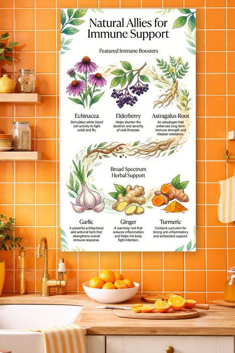 Natural Allies for Immune Support Poster - Herbal Immune Boosters Visual Guide (42 × 76 in Printable PNG)