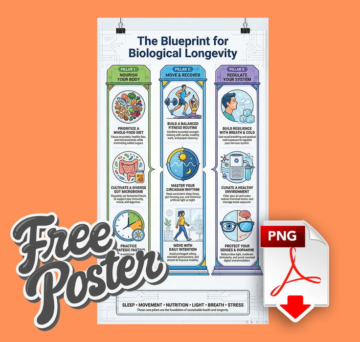 The Blueprint for Biological Longevity — Free Health Poster (21" x 38" PNG Download)