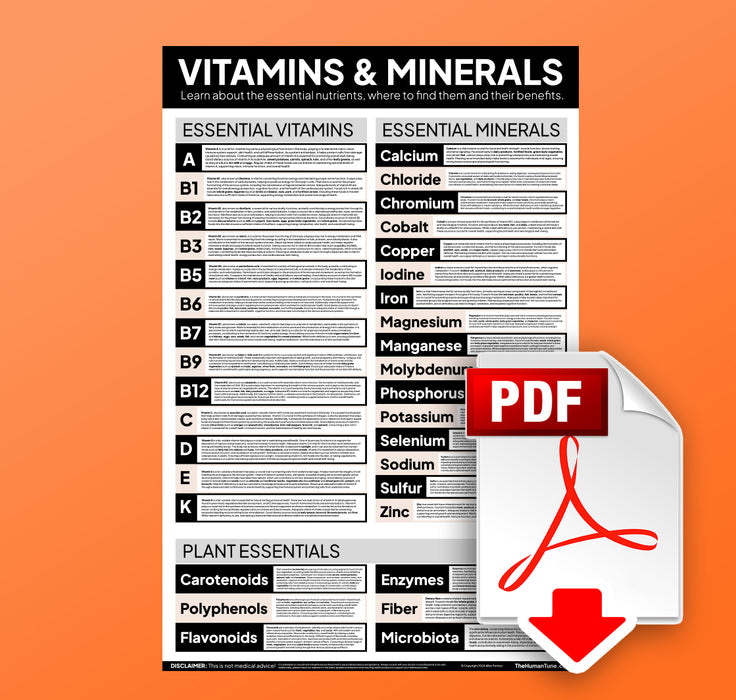 Vitamins & Minerals (and Plant Essentials) Poster (FULL SIZE 24x36 INCH DOWNLOADABLE PDF FILE)