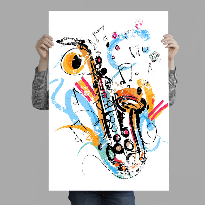 Saxophone Jazzy Illustration Poster Print