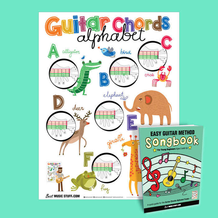 Guitar Chords Alphabet with Easy Guitar Method Songbook for Kids • Downloadable PDF