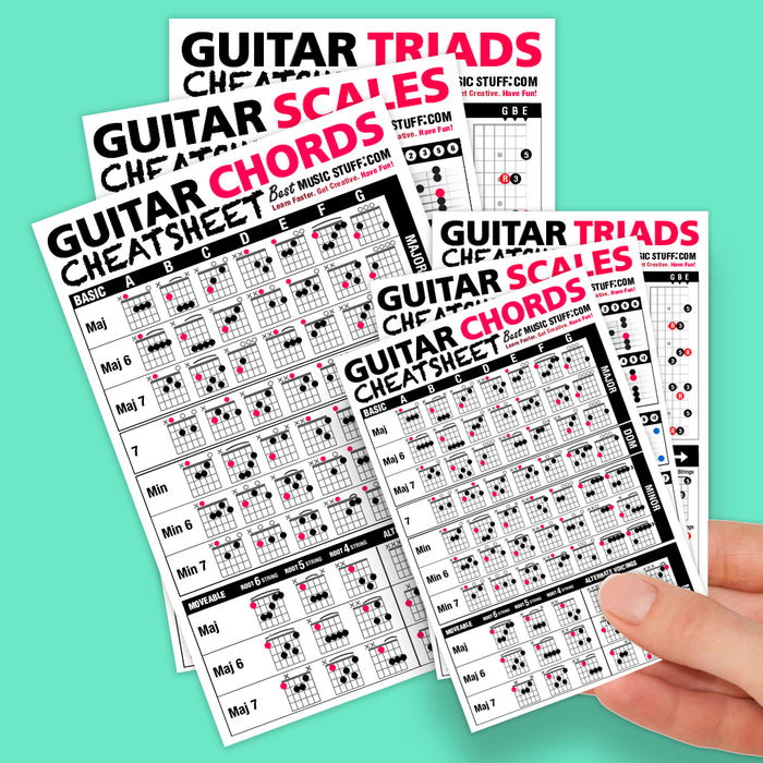 Small + Large Guitar Cheatsheet Bundle (6 pack)