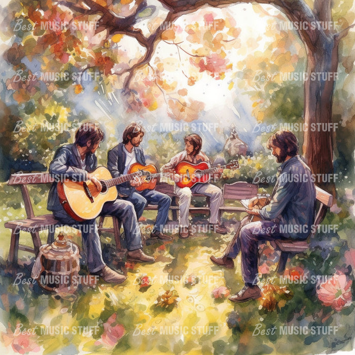The Beatles in Bloom: A Garden Concert • High Quality Original Art Poster Download (170.67 x 170.67 in at 72 DPI)