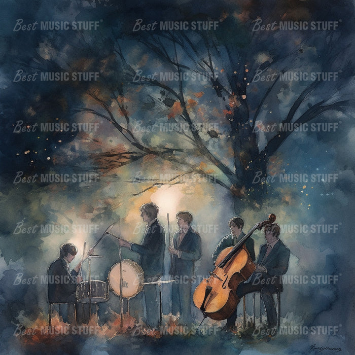 Midnight Melody: A Modern Day Beatle-Like Band • High Quality Original Art Poster Download (170.67 inches x 170.67 inches at 72 DPI)