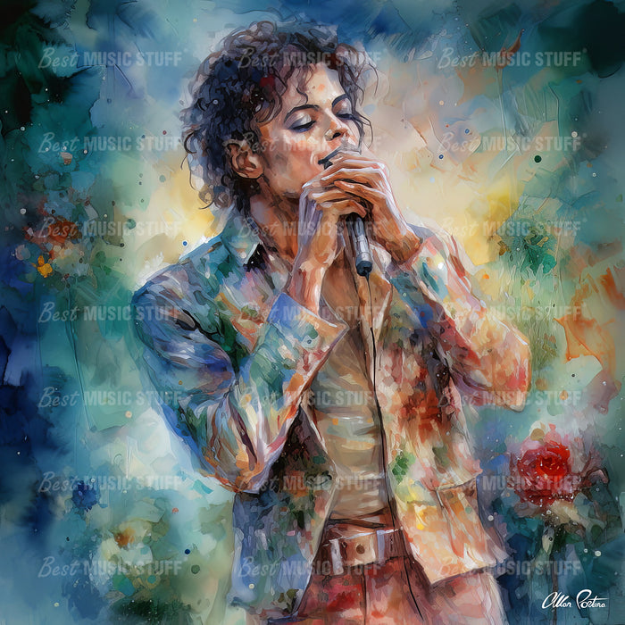 Monet Meets the Moonwalker: Michael Jackson's Impressionist Encore • High Quality Original Art Poster Download • 85.3" x 85.3" at 72 DPI