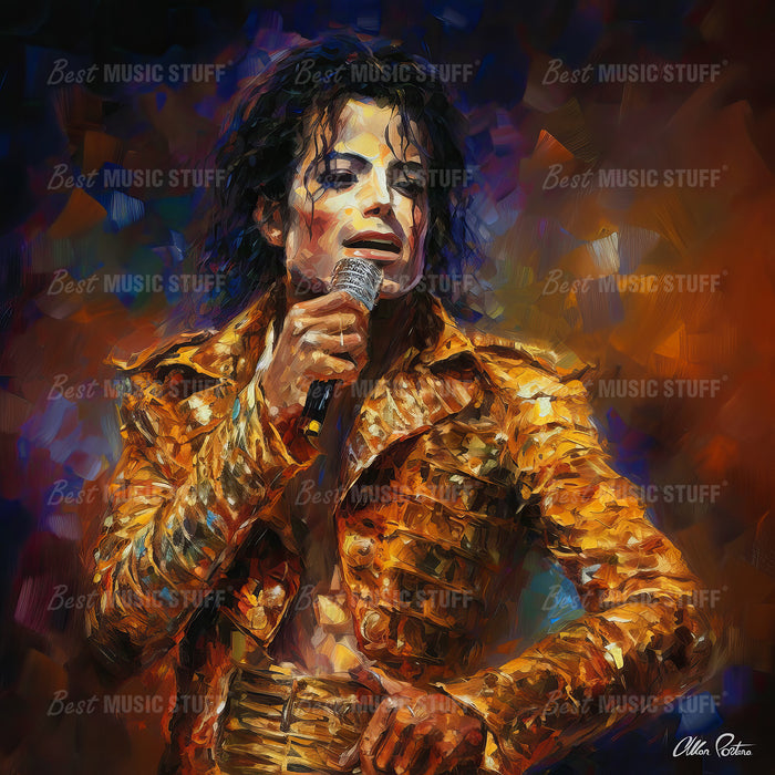 A Royal Tribute to the King of Pop: Michael Jackson Meets Leonardo da Vinci in a Masterpiece • High Quality Original Art Poster Download • 85.3" x 85.3" at 72 DPI