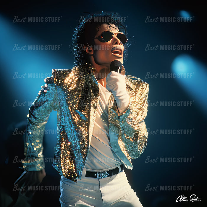 Electric Moonwalk Memories: Michael Jackson's Iconic Stage Presence • High Quality Original Art Download • 85.3" x 85.3" at 72 DPI • NOT A REAL PHOTO