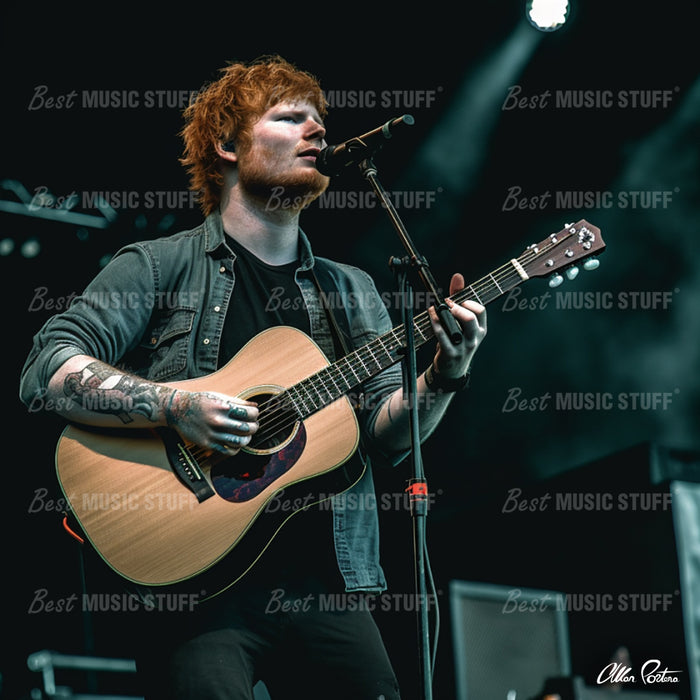 Electric Encore: Ed Sheeran Mesmerizing Thousands • High Quality Original Art Poster Download • 85.3" x 85.3" at 72 DPI (Not A Real Photo)