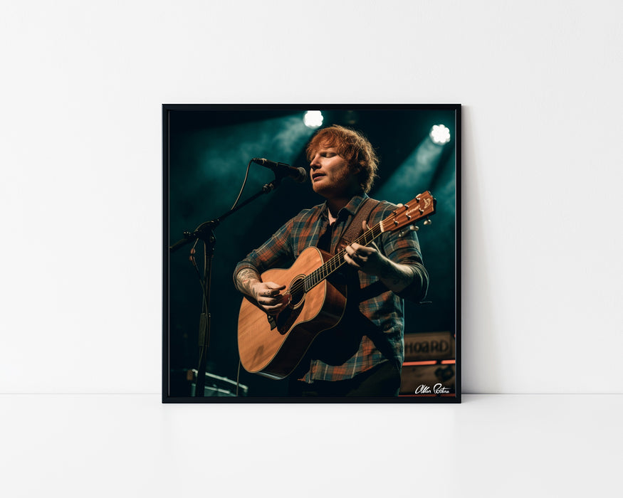 Captivating Crescendo: Ed Sheeran's Electrifying Presence • Original Art Poster Download • 85.3" x 85.3" at 72 DP (Not a Real Photo)