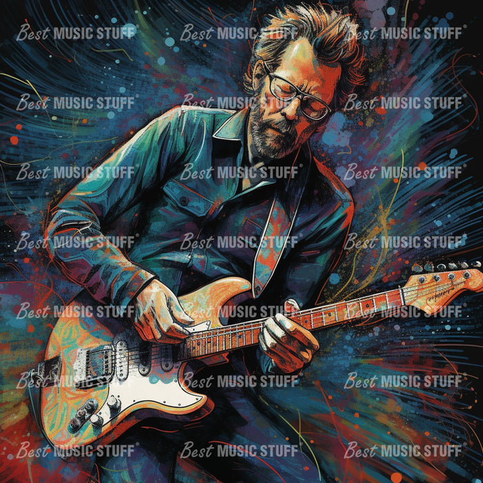 Eric Clapton Riffs in Motion • High Quality Original Art Poster Download - 341.33 x 341.33 inches