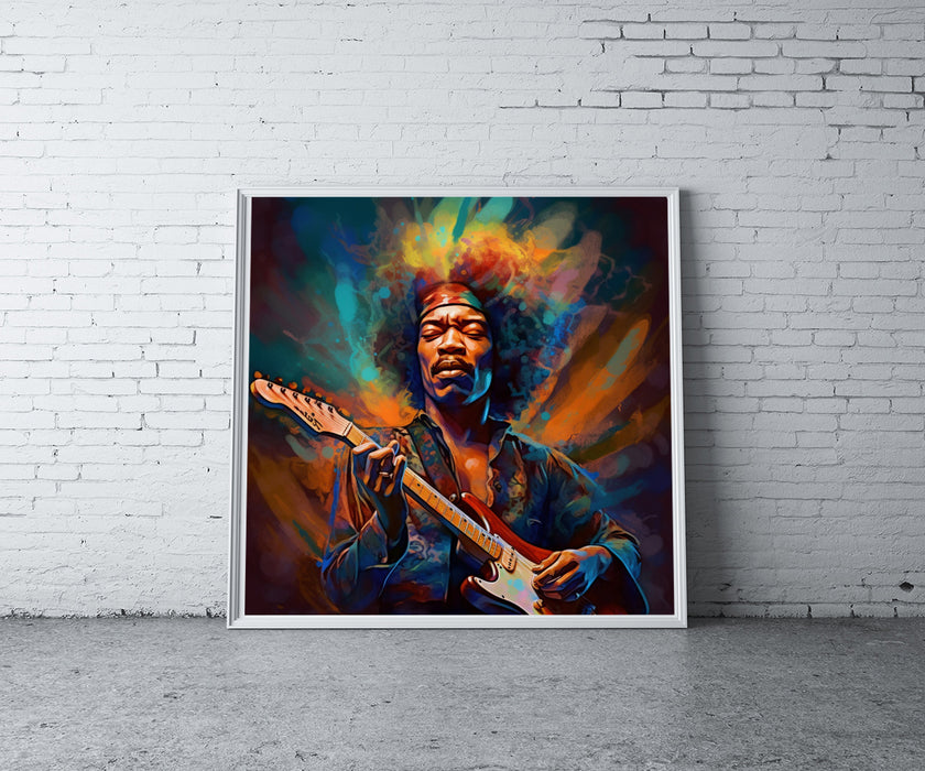 Jimi Hendrix: The Guitar Serenade • High Quality Original Art Poster Download - 170.67"x170.67
