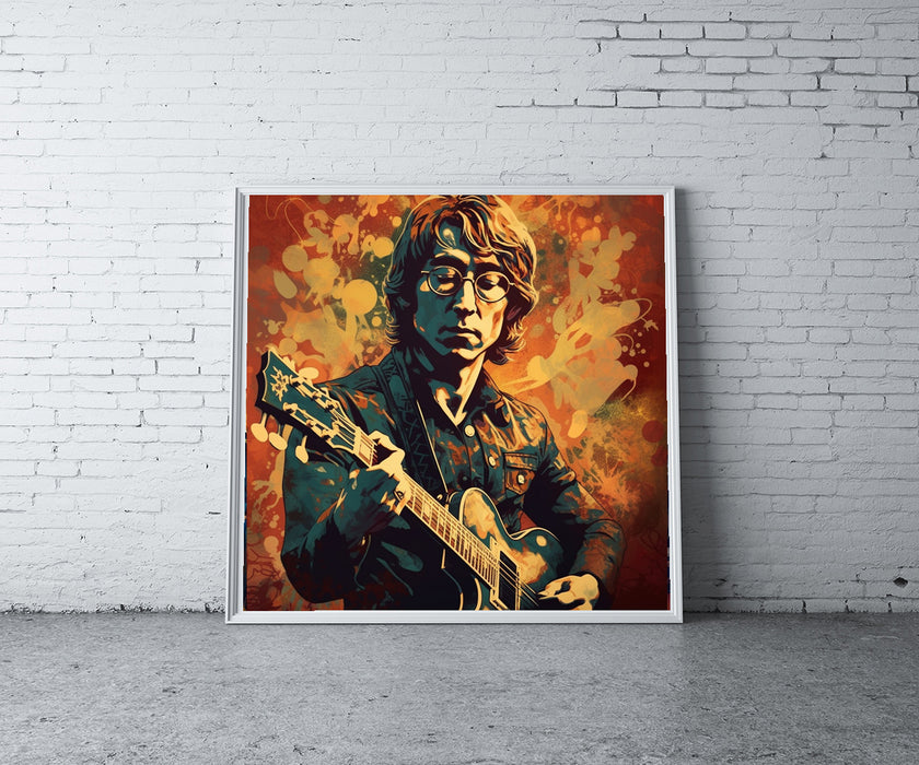 John Lennon's Timeless Passion • High Quality Original Art Poster Download • 341 Inches x 341 Inches