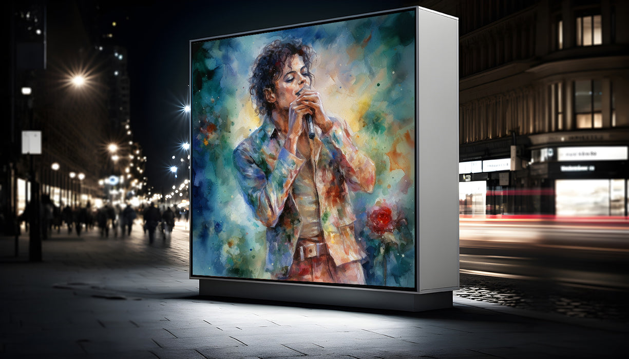 Monet Meets the Moonwalker: Michael Jackson's Impressionist Encore • High Quality Original Art Poster Download • 85.3" x 85.3" at 72 DPI