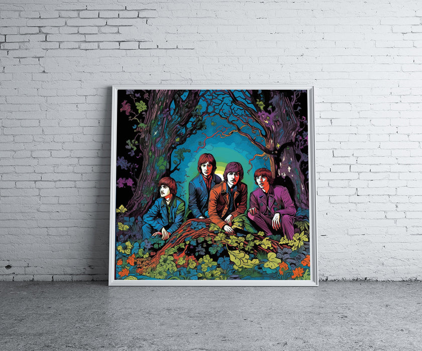 The New Beatles Under the Moonlight: A Comic Book Adventure • High Quality Original Art Poster Download 288.25 x 288.25 inches